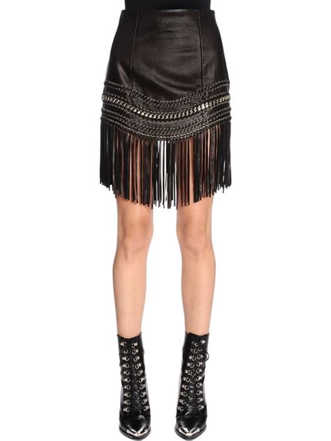 Fringed Leather Skirt 